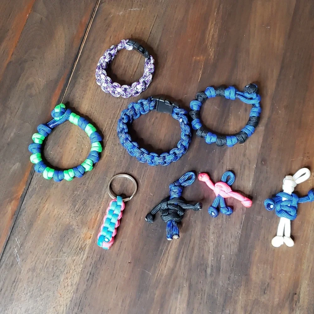 Bundle Handmade Paracord Woven Bracelets Keychains